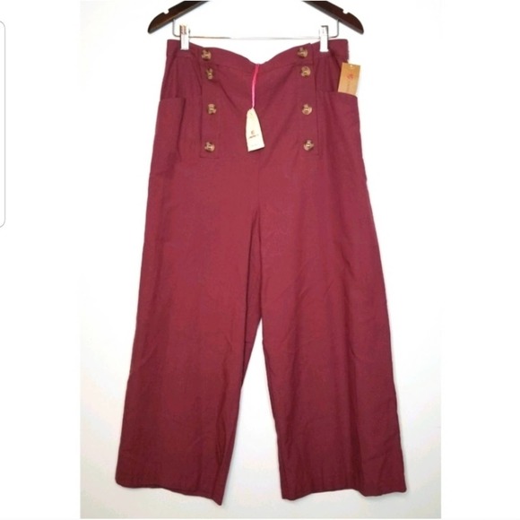 Sailor Wide-Leg Cropped Retro Style Pants - Picture 2 of 5